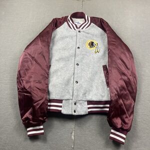 Vintage Washington Redskins Chalk Line Jacket Mens Large Gray Lined Bomber USA